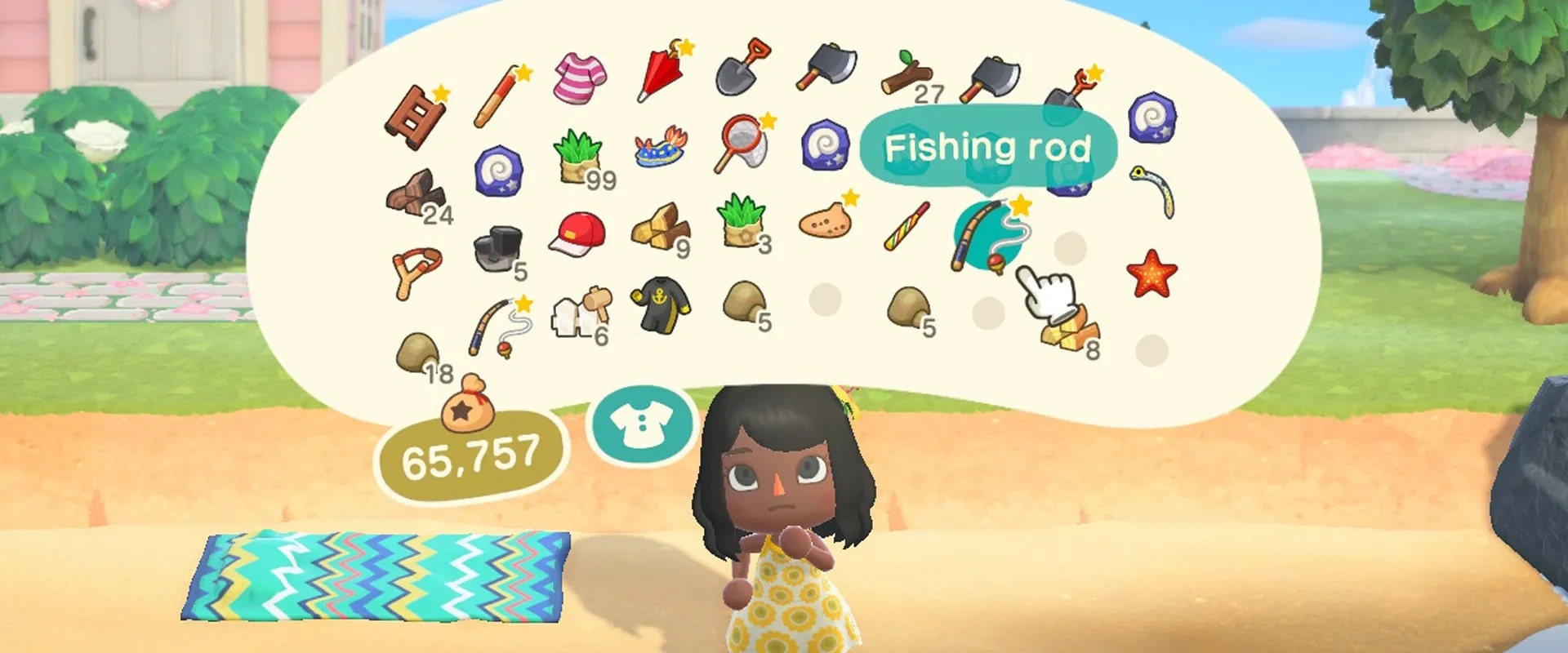 Imagem de organização de inventário de Animal Crossing: New Horizons