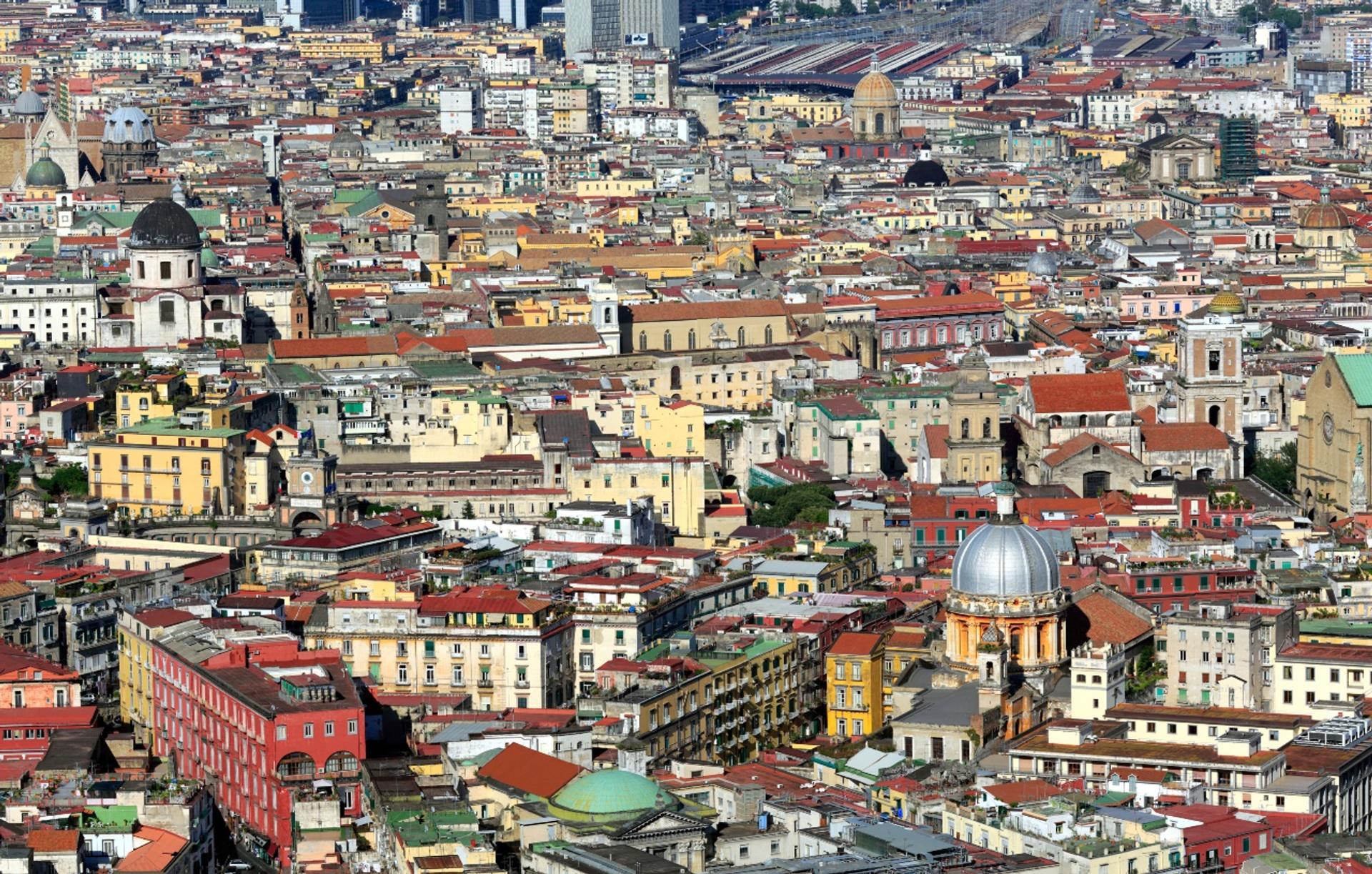 An aerial view of Naples
