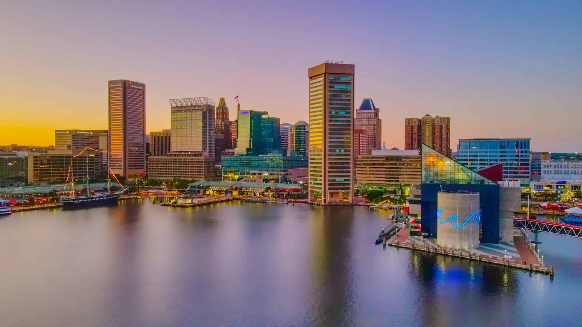Baltimore skyline at night | Baltimore Moving Guide