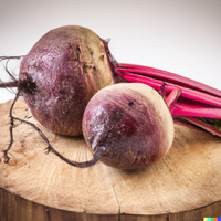 Beets on a wooden cutting board