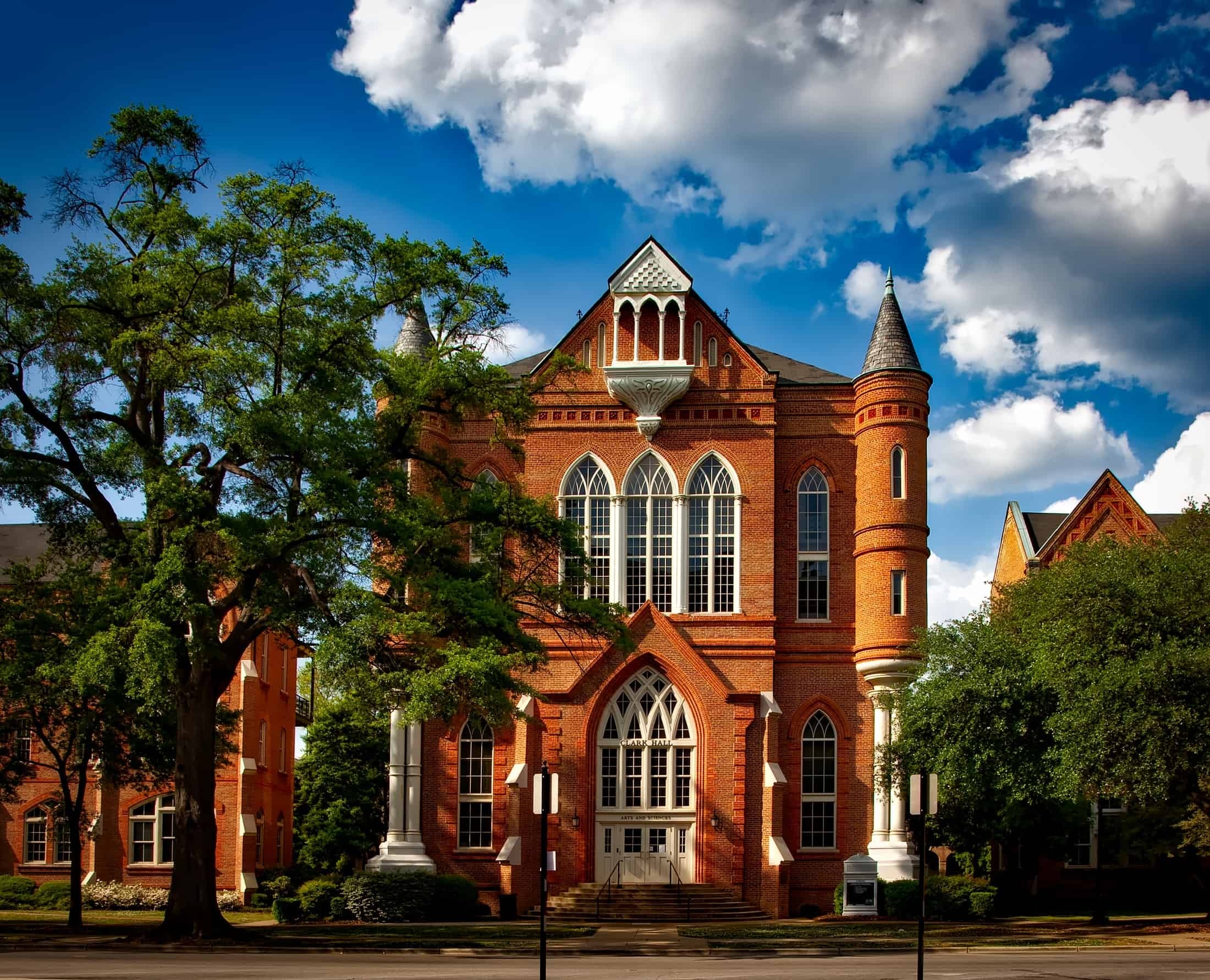 A gothic building on the campus of University of Alabama