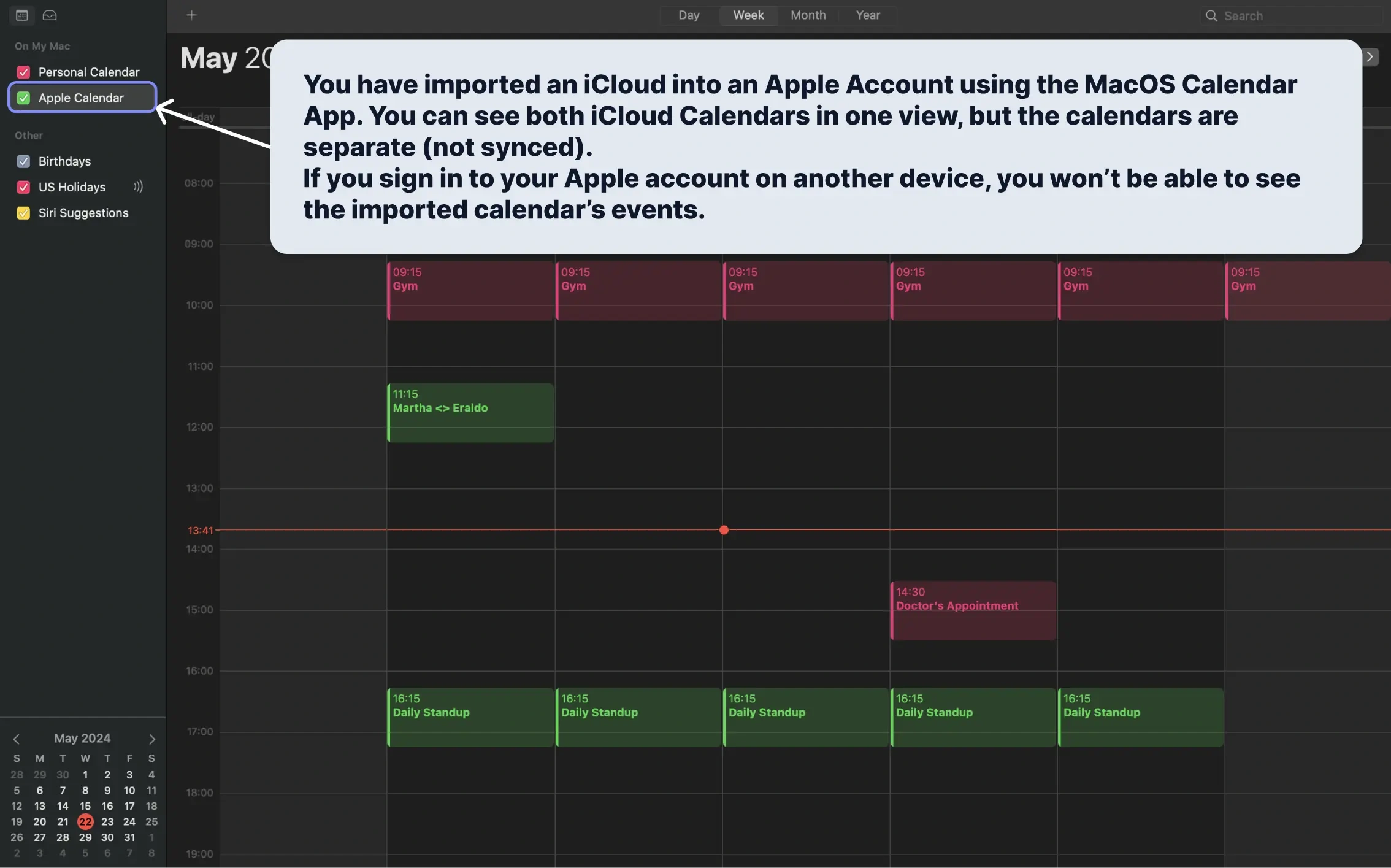 Imported iCloud Calendar in the Apple Calendar App