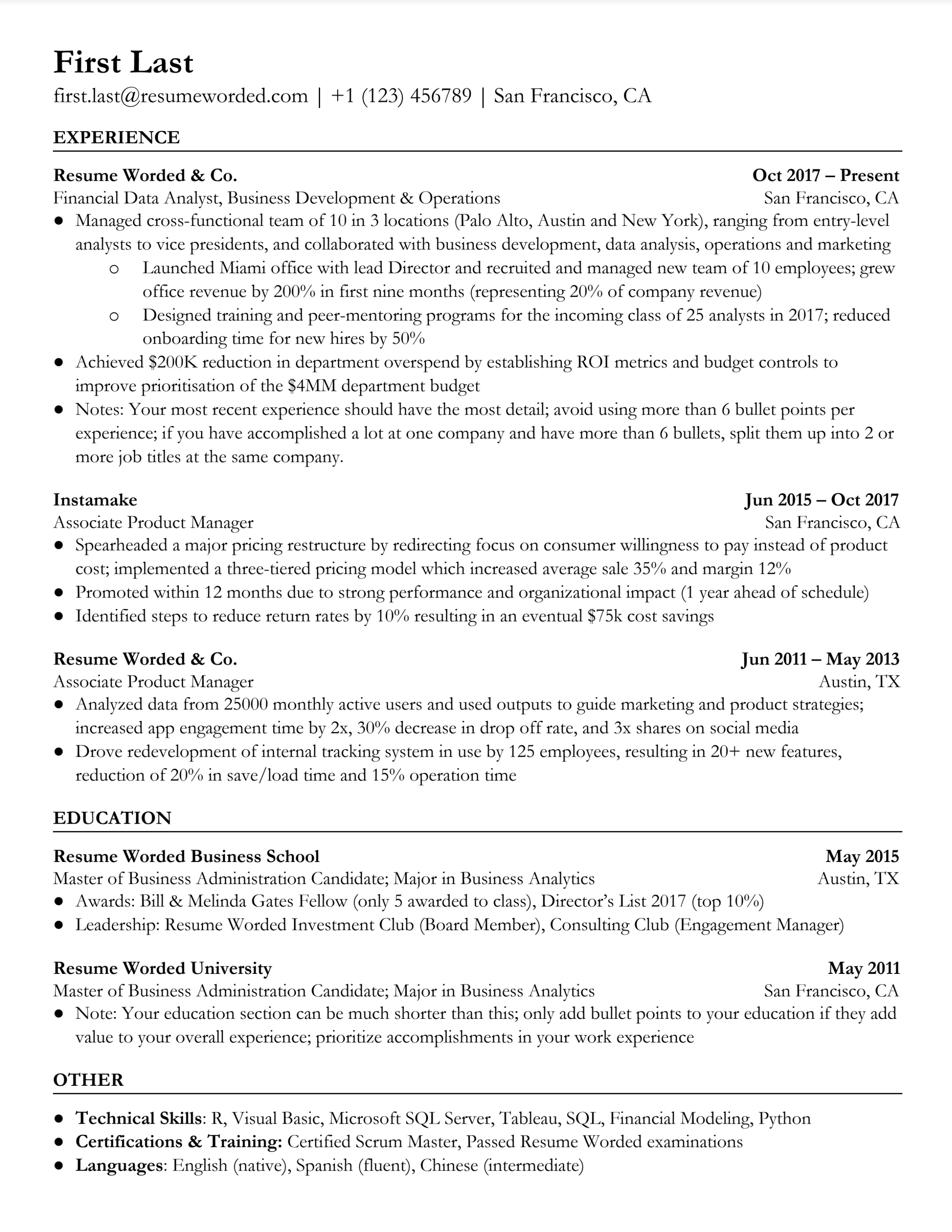 ATS optimised resume