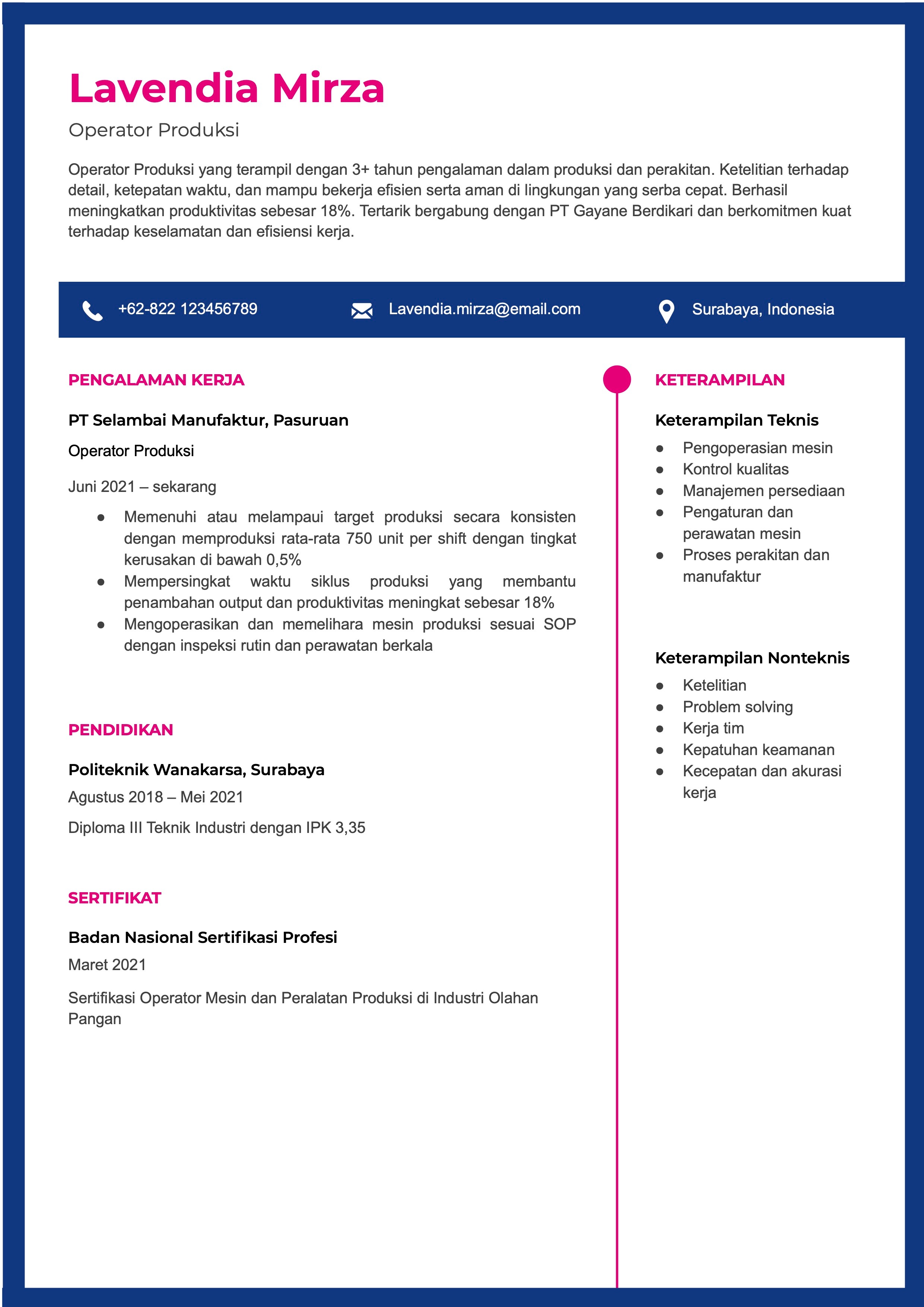 Template CV Operator Produksi.