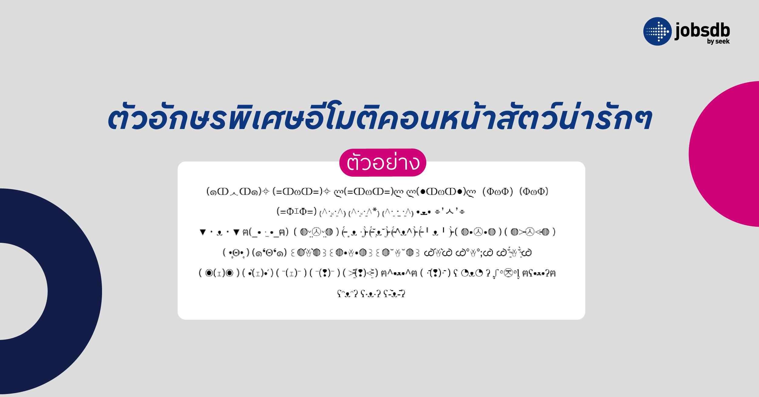 ตัวอักษรพิเศษอีโมติคอนหน้าสัตว์น่ารักๆ