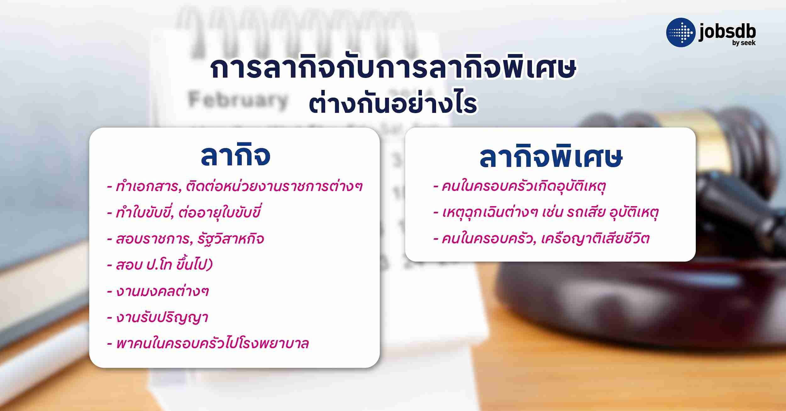 การลากิจกับการลากิจพิเศษ ต่างกันอย่างไร