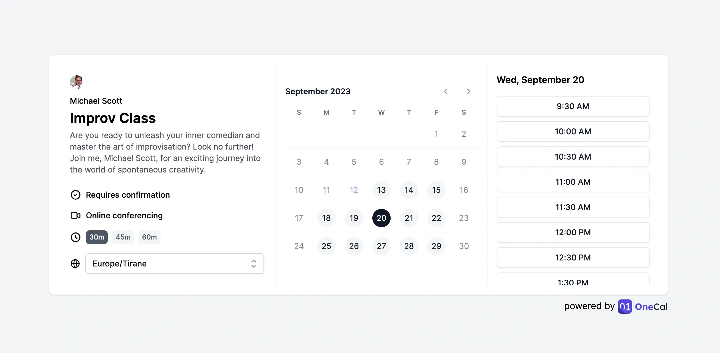 OneCal Individual Scheduling