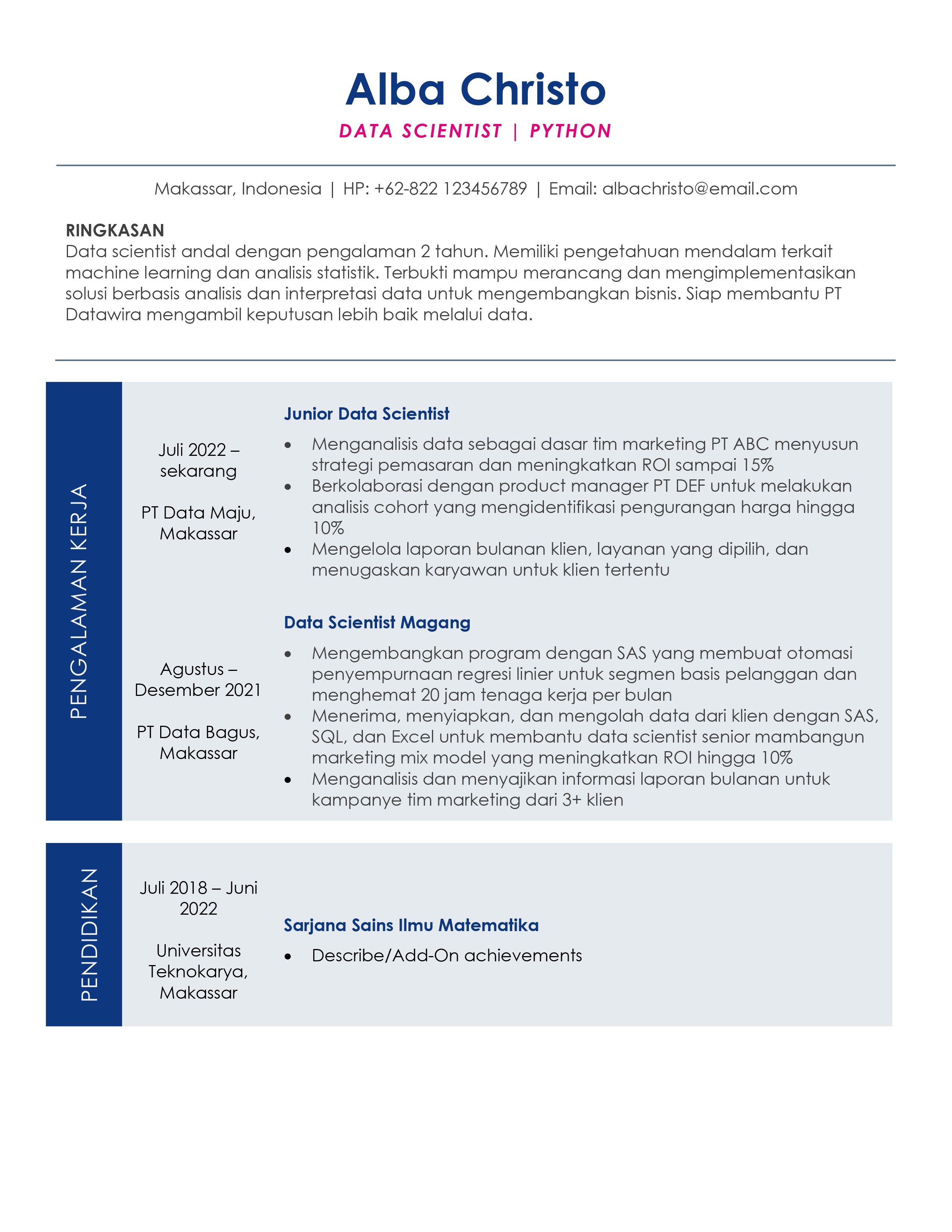 CV Data Scientist Profesional.