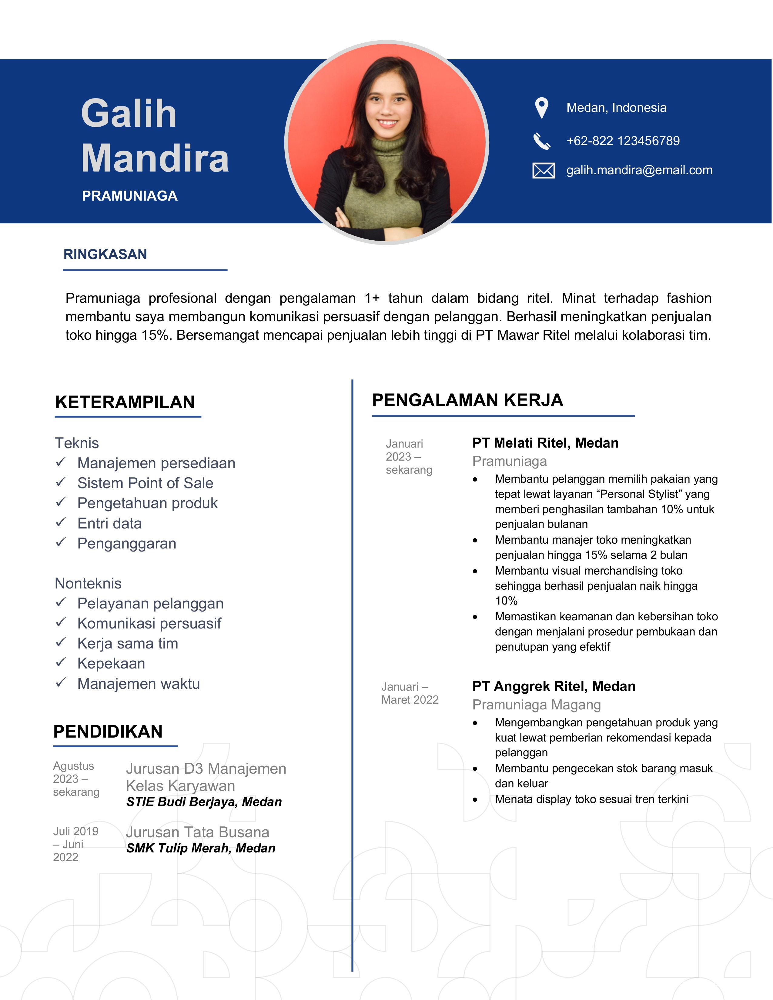 CV Pramuniaga Profesional.