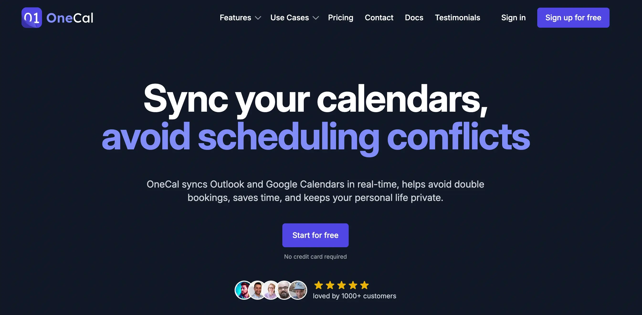 OneCal scheduling app for Outlook and Google Calendars