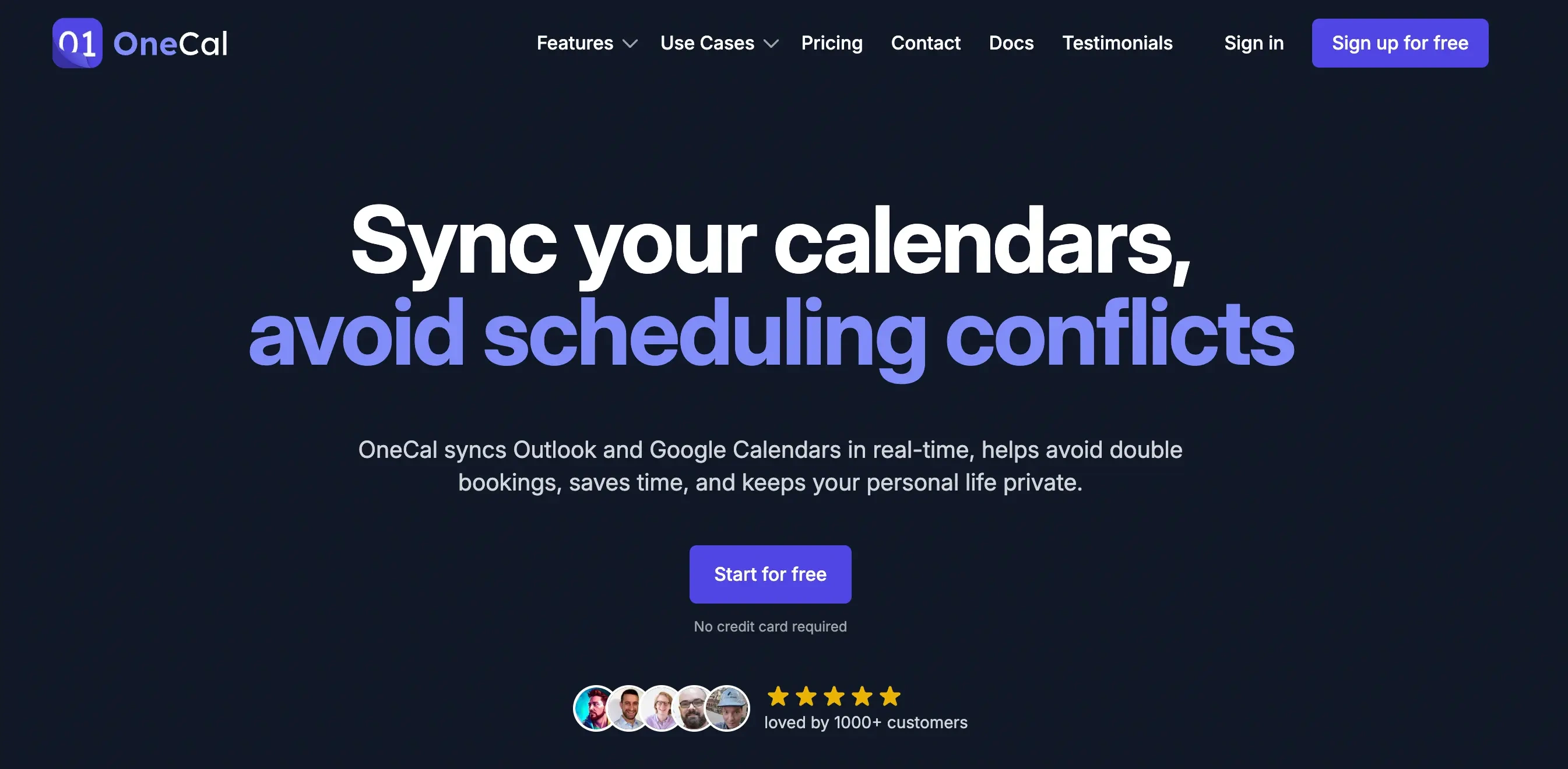 OneCal calendar scheduling app