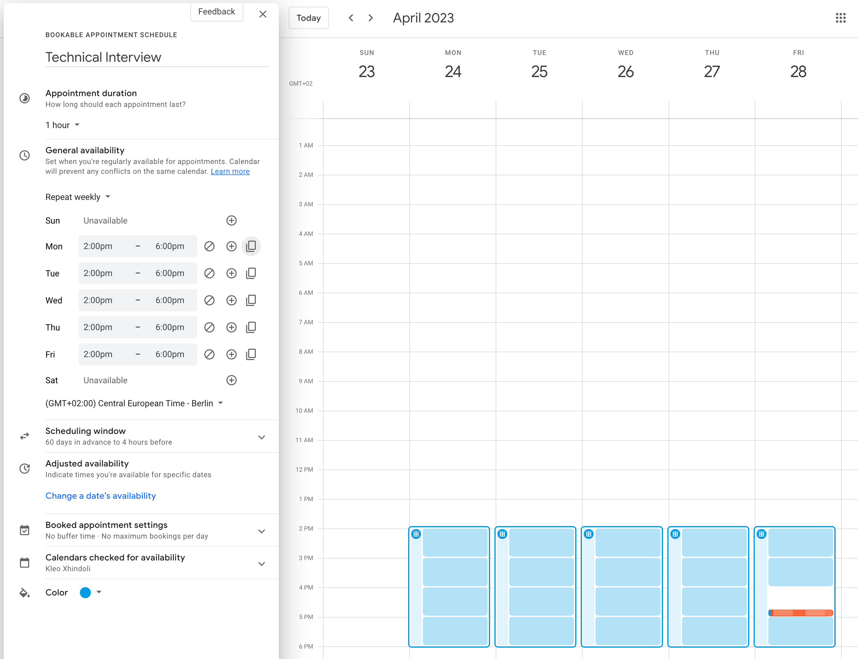 Google Calendar Appointment Schedule UI 