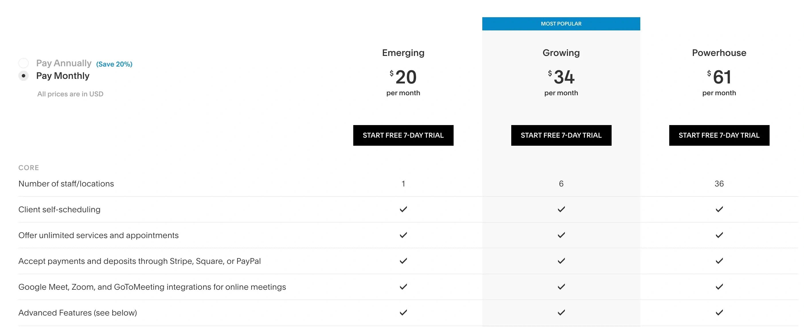 Acuity Scheduling pricing