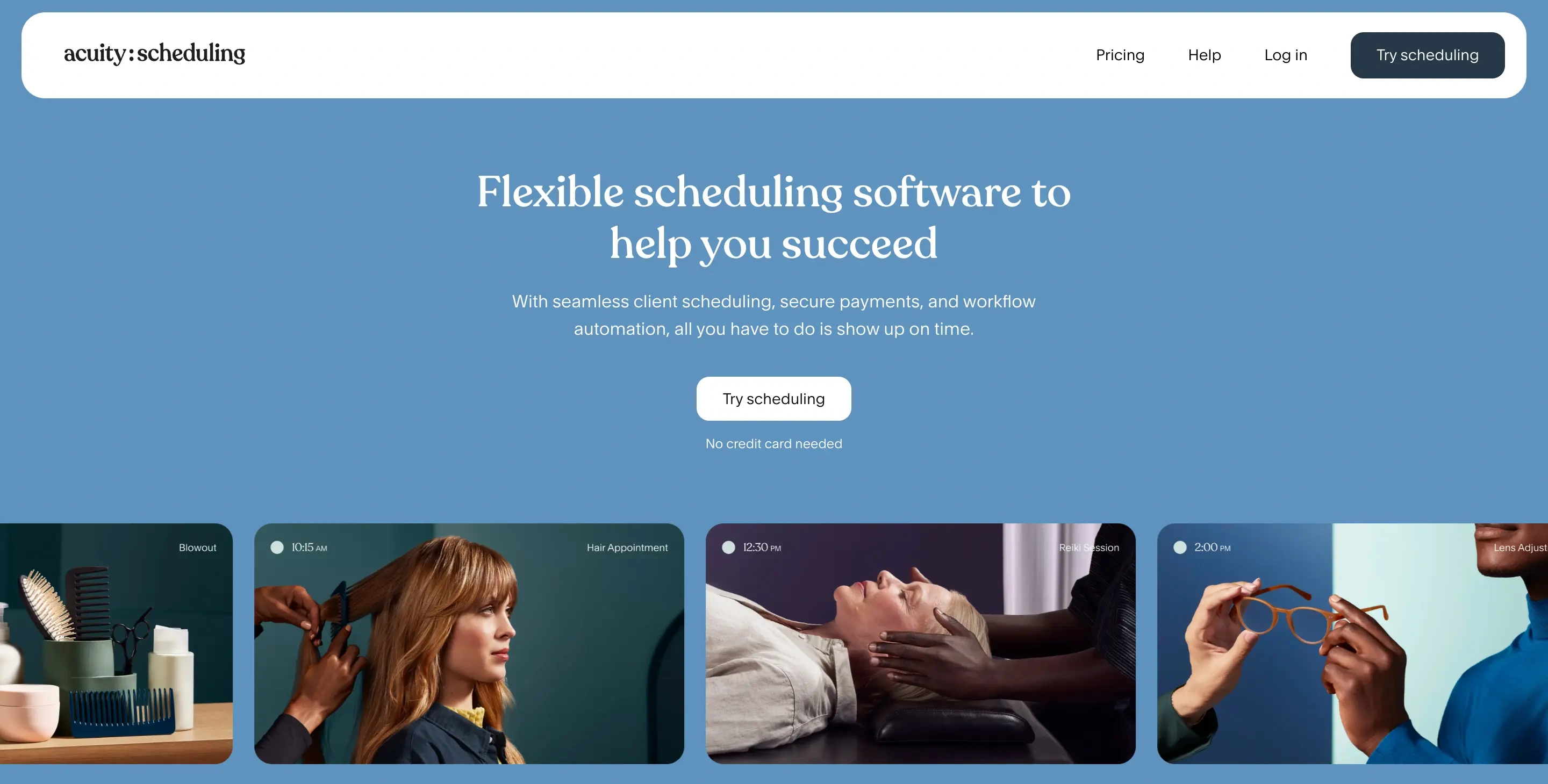 Acuity Scheduling Landing Page