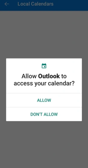 allow outlook to access calendars