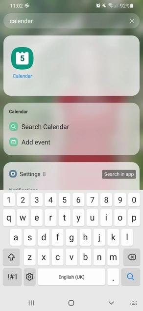 Search for the Samsung Calendar