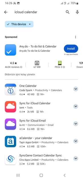 Android - List of apps that support iCloud