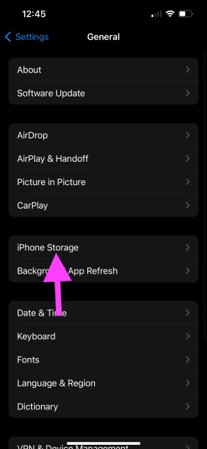 iOS setting - iPhone Storage