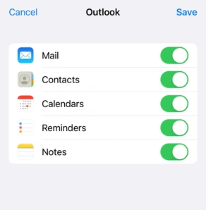 Settings app iphone - enable calendar