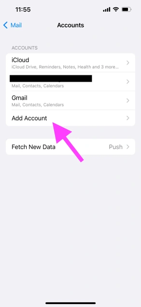 iPhone Settings - Add Mail