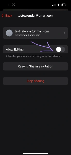 iPhone Calendar - Sharing Calendar Permissions