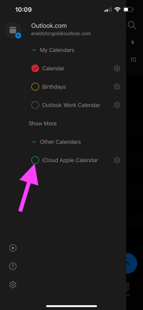 Outlook Calendar mobile - check the calendar