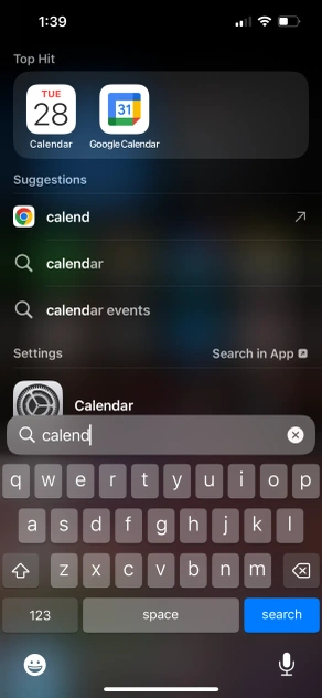 Apple Calendar - Find in iPhone