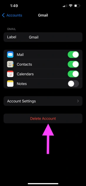 iPhone Calendar App - Delete account