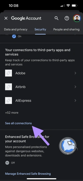 Google iOS app - See all connections
