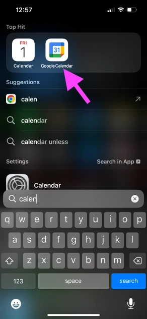 iOS - Find the Google Calendar app on the app gallery