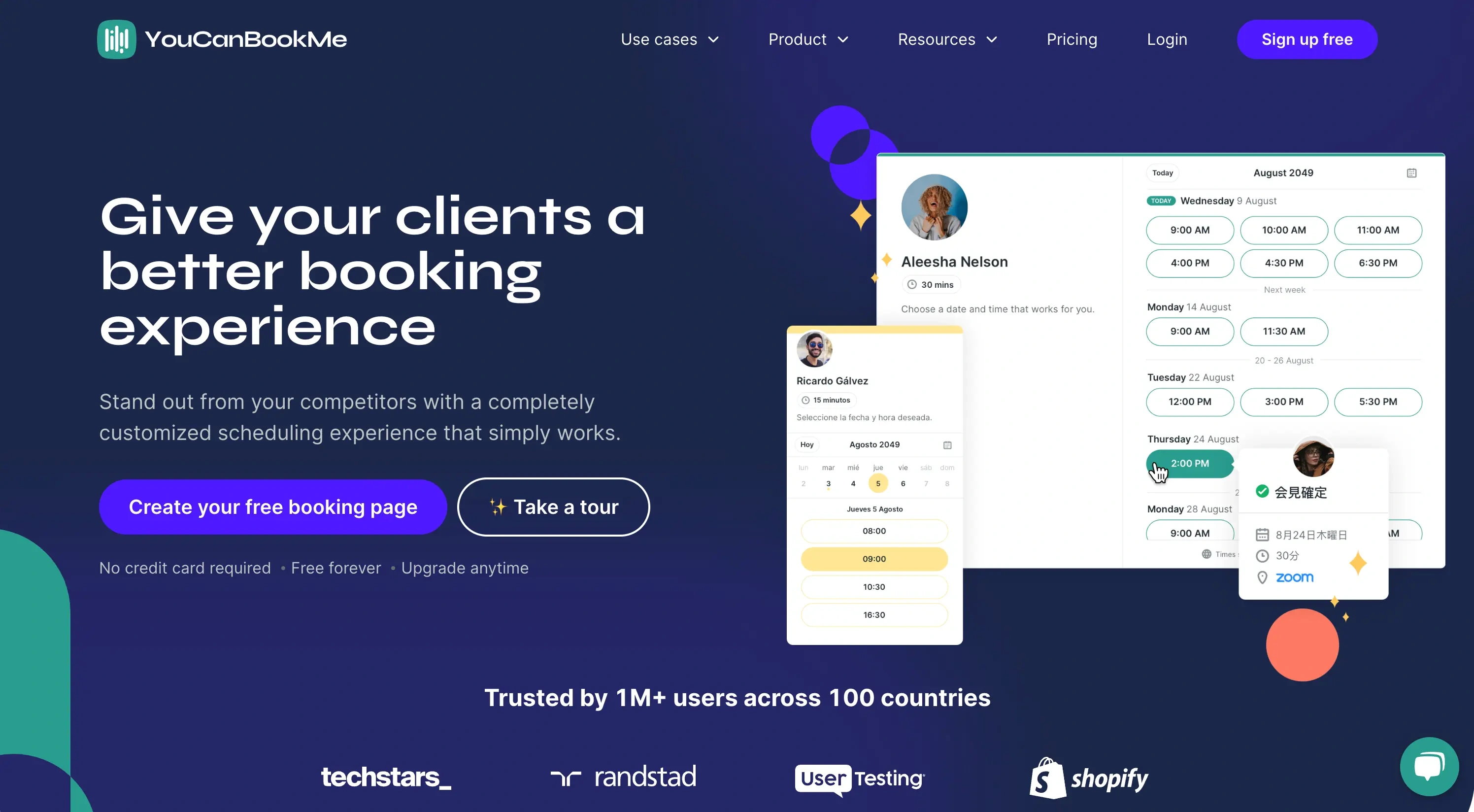 YouCanBookMe landing page