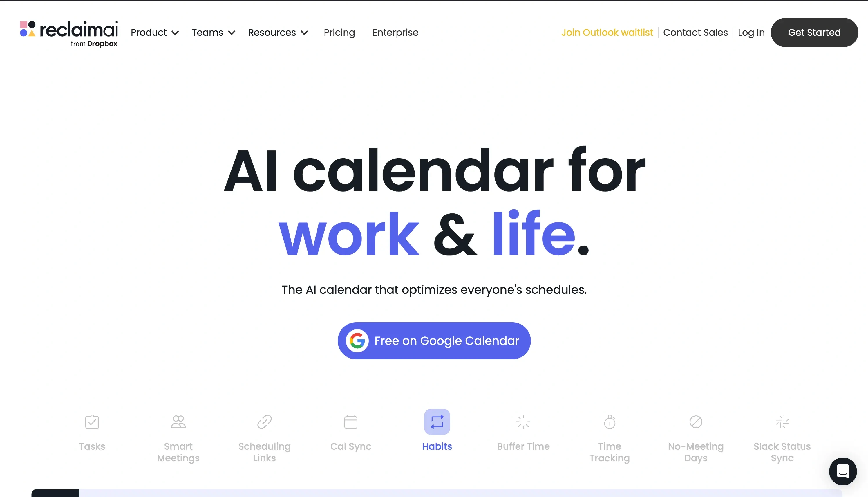 Reclaim AI Landing Page