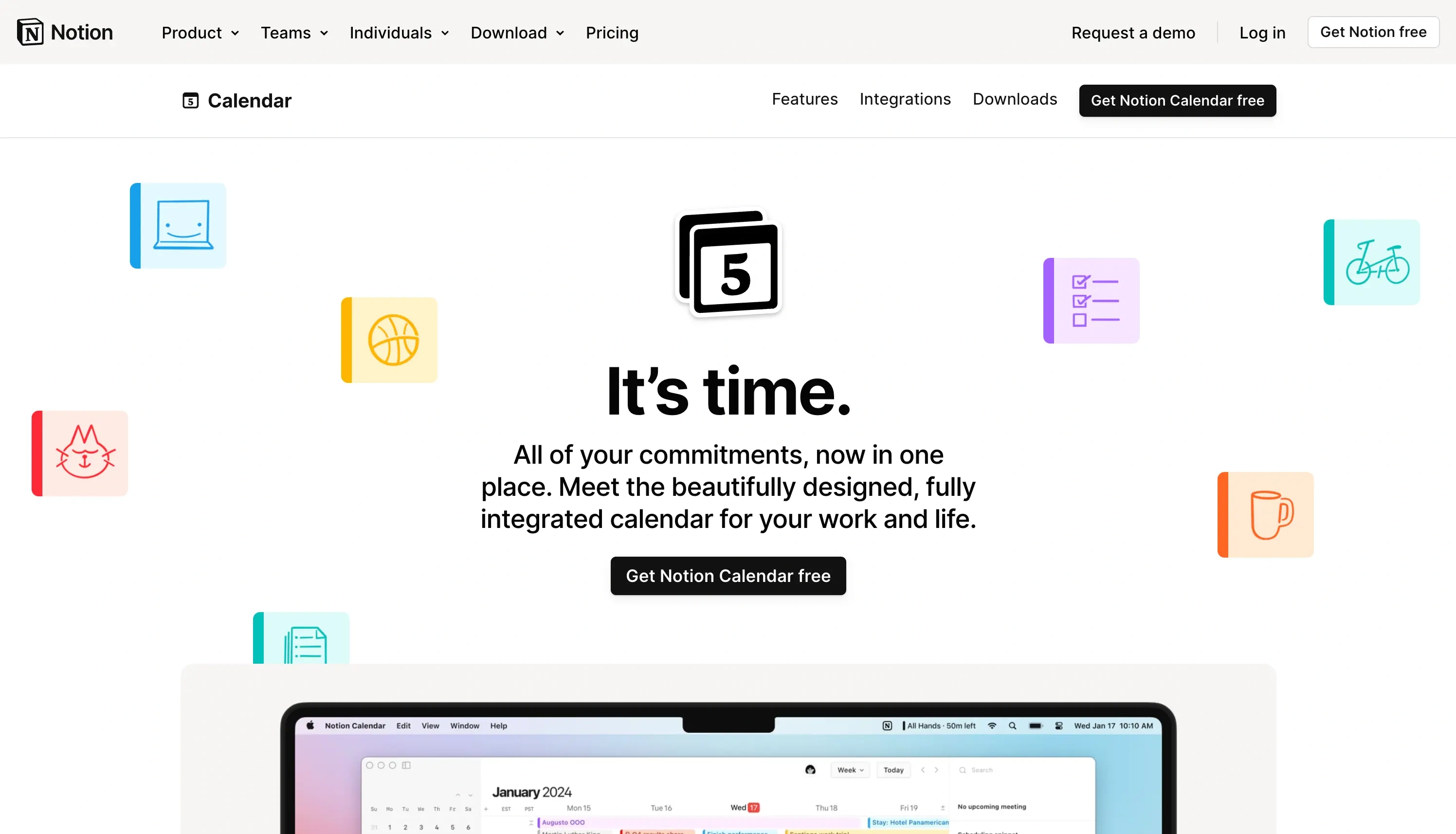 Notion Calendar Homepage