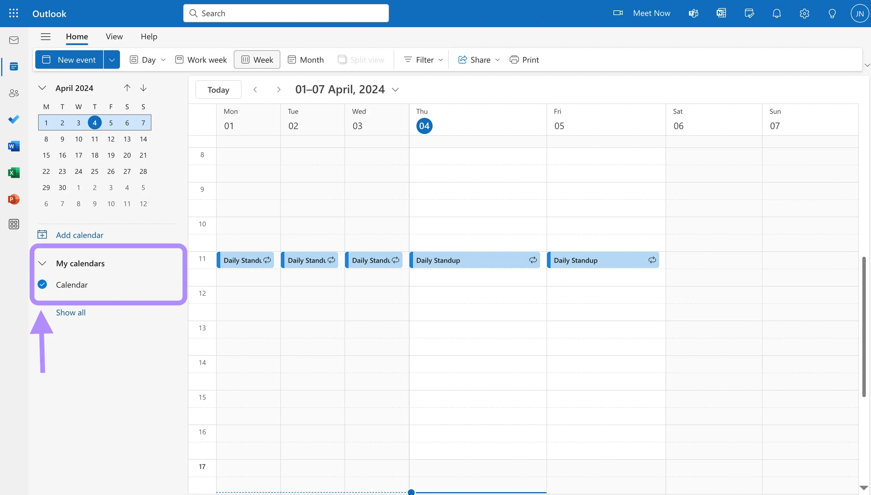 Outlook - Select the Outlook Calendar To Block Time