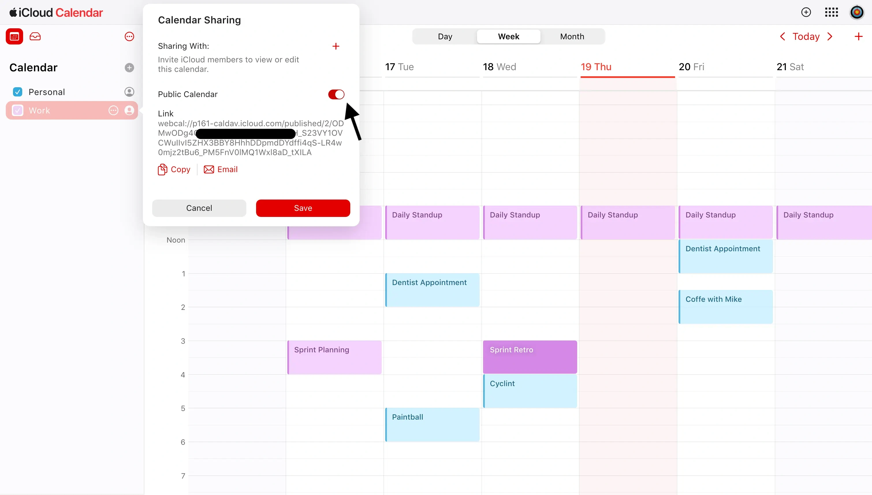 Apple Calendar - Toggle the Public Calendar