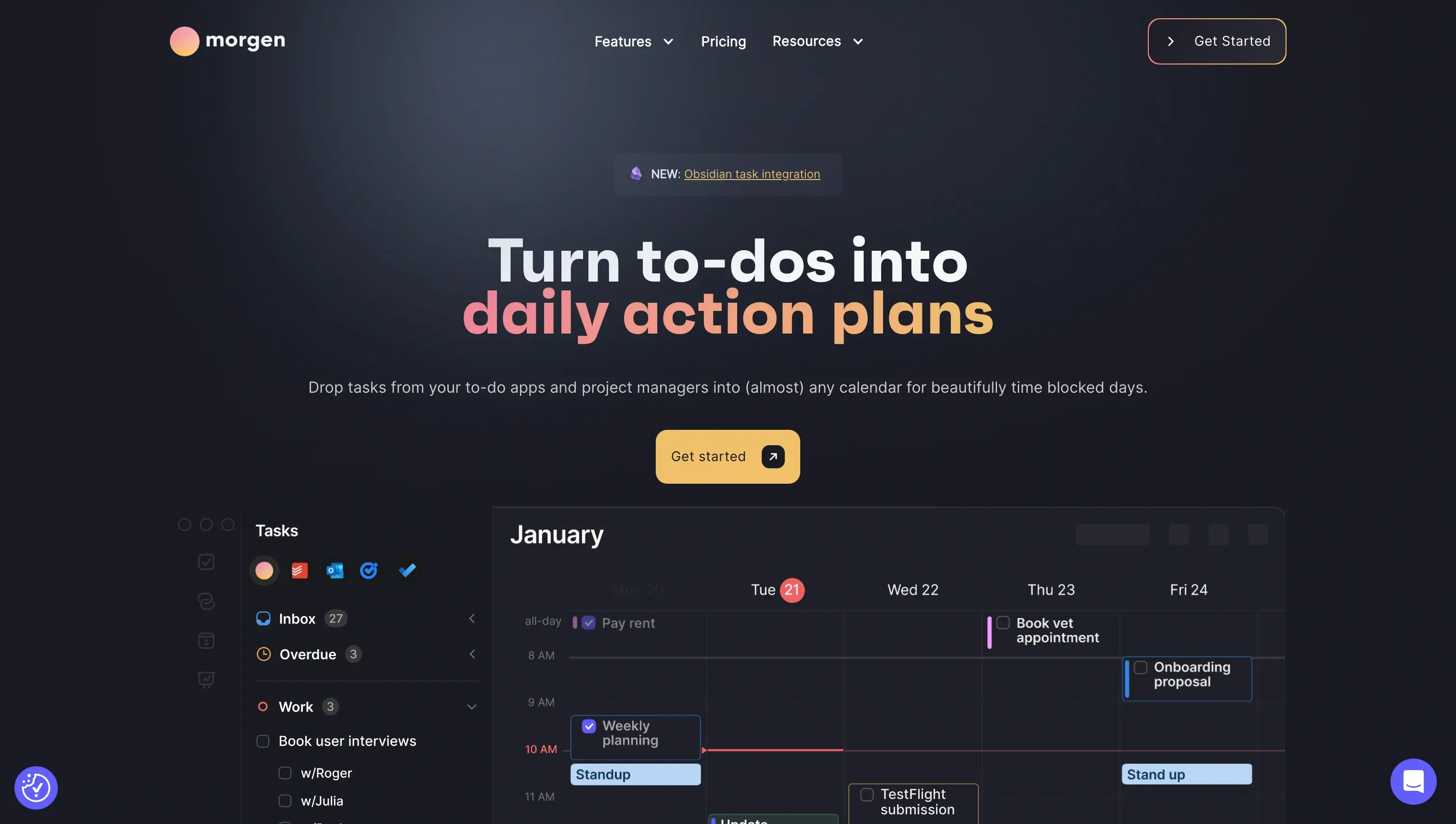 Morgen landing page