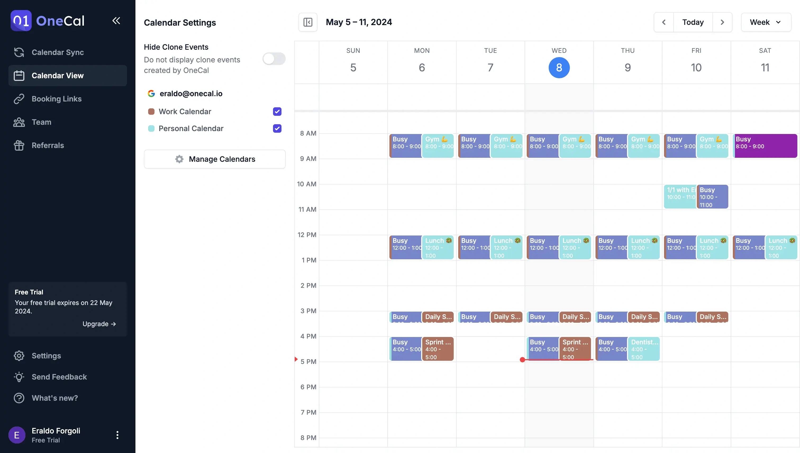 OneCal Calendar View - Merged Google Calendars
