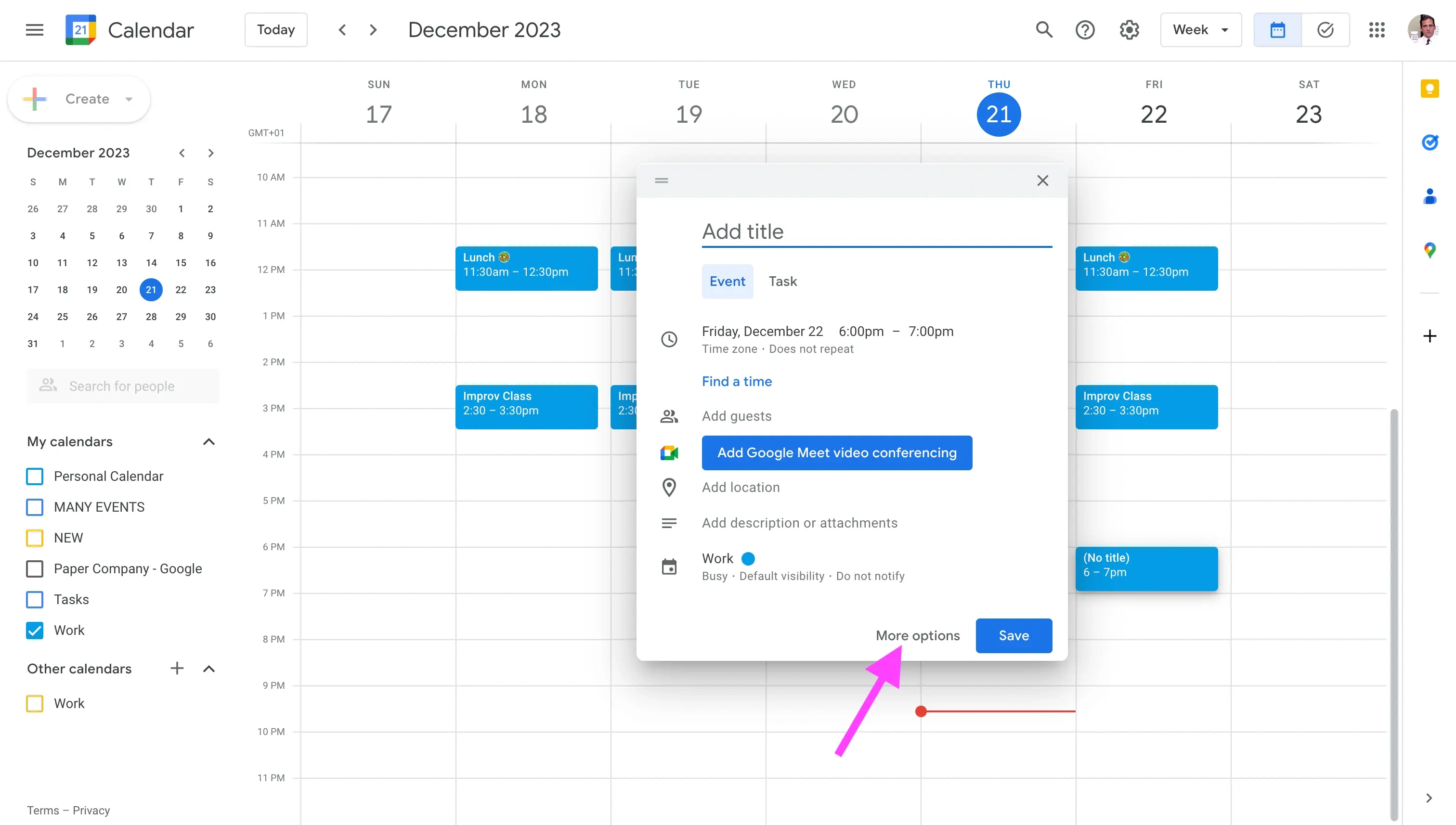 Google Calendar - Mark the event as Private