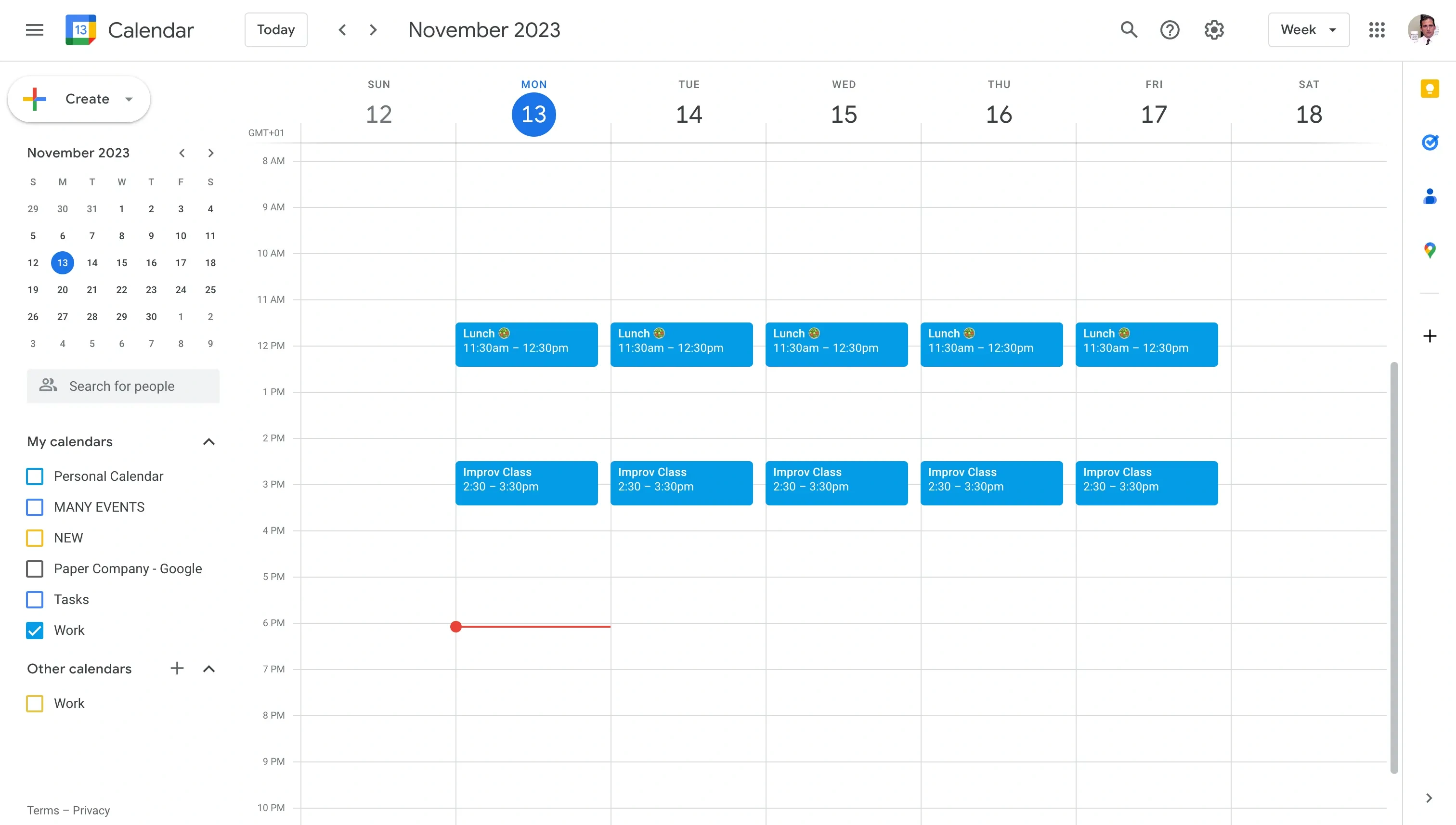 Google Calendar homepage