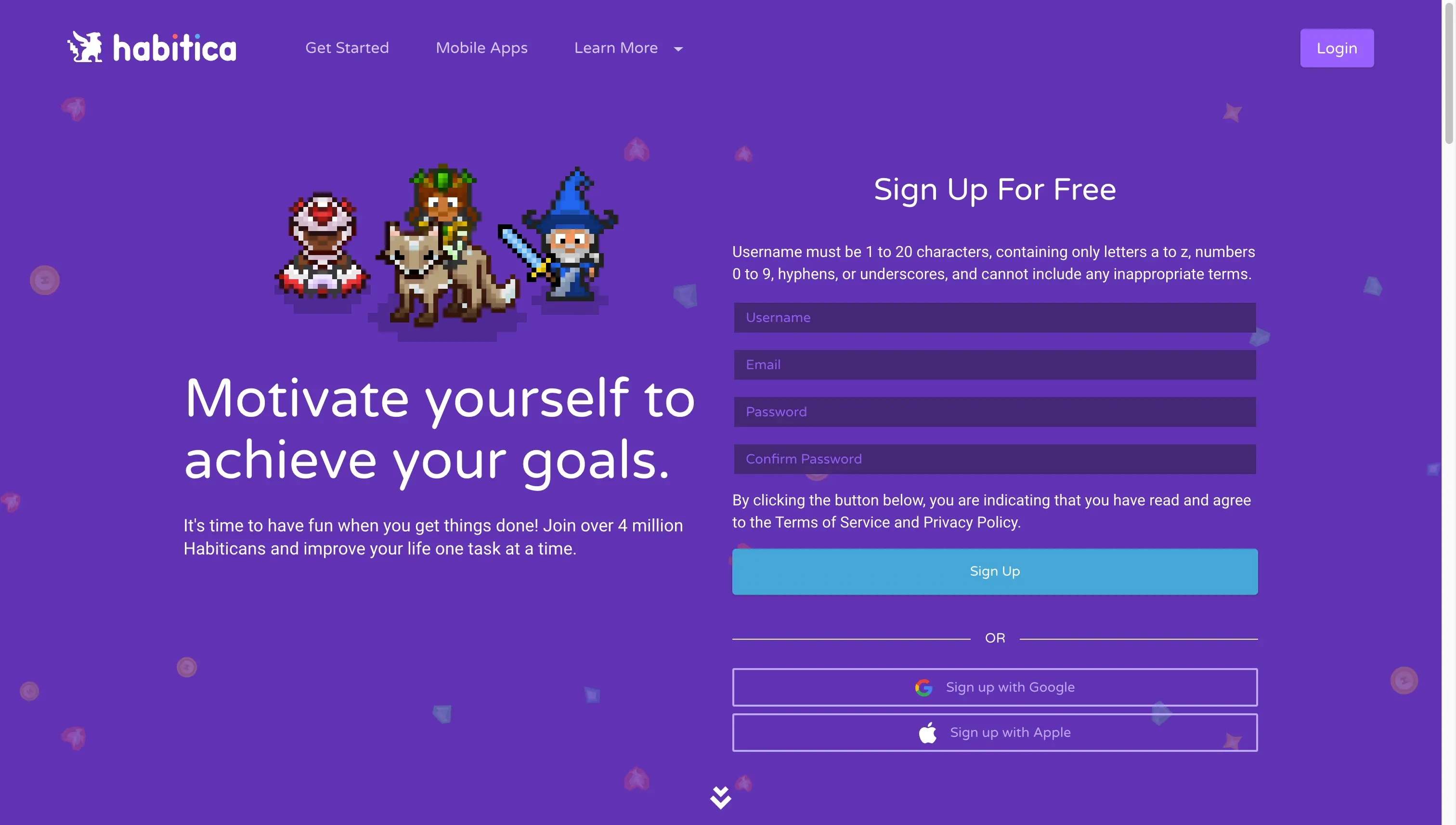 Habitica landing page