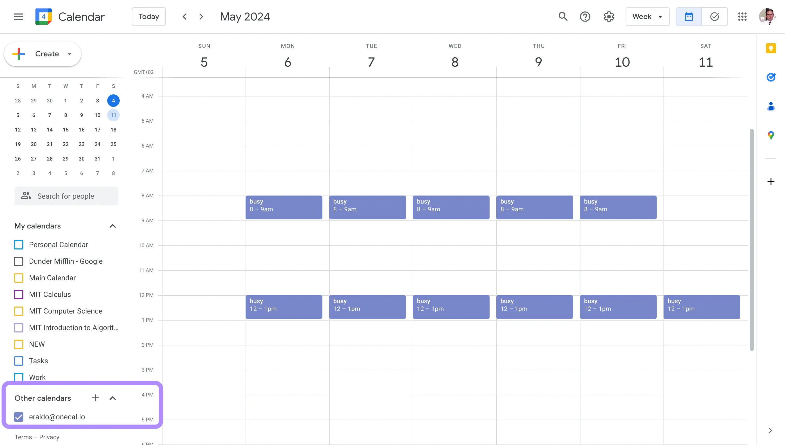 Google Calendar - imported calendar