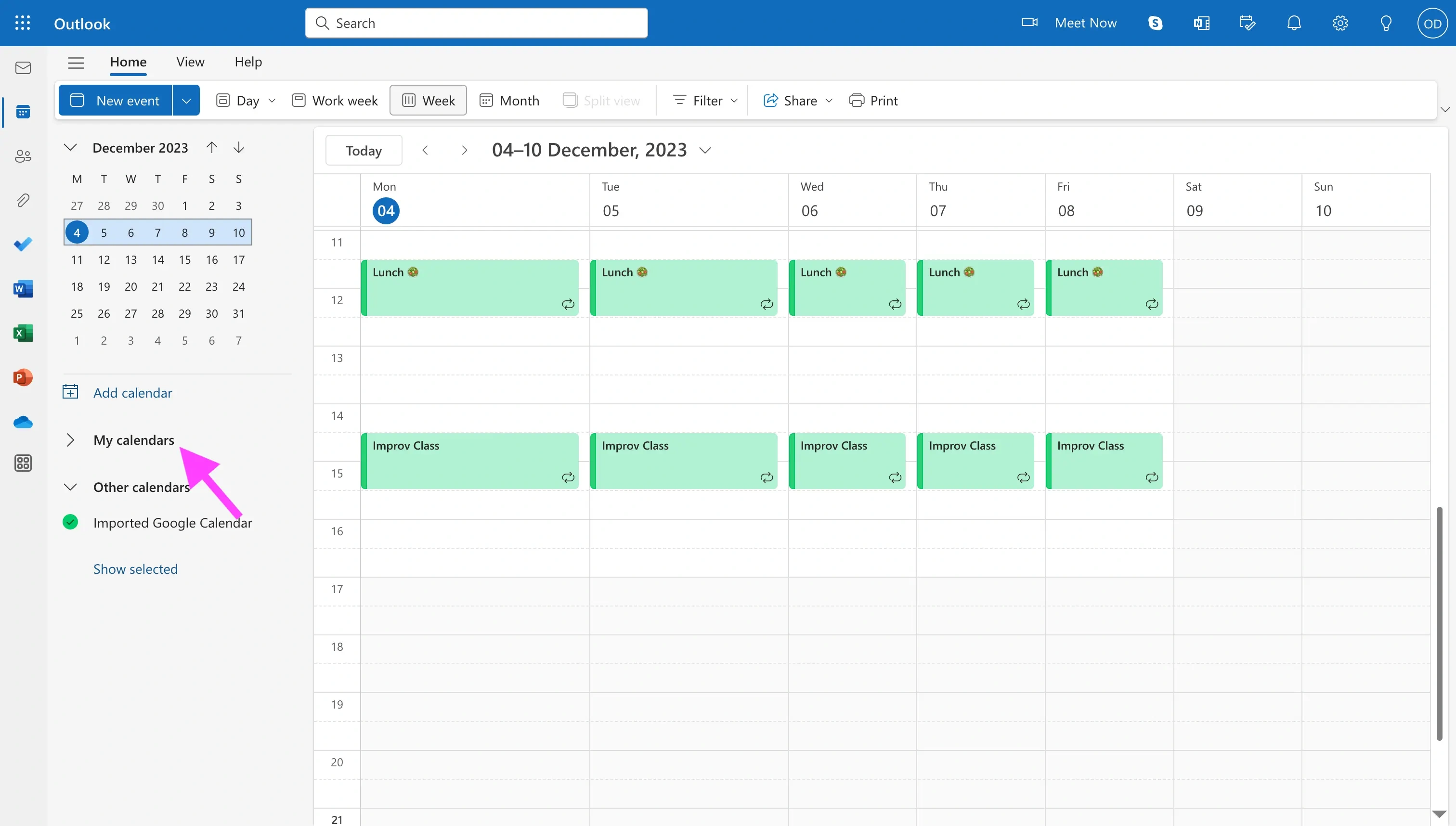 Outlook Calendar -  