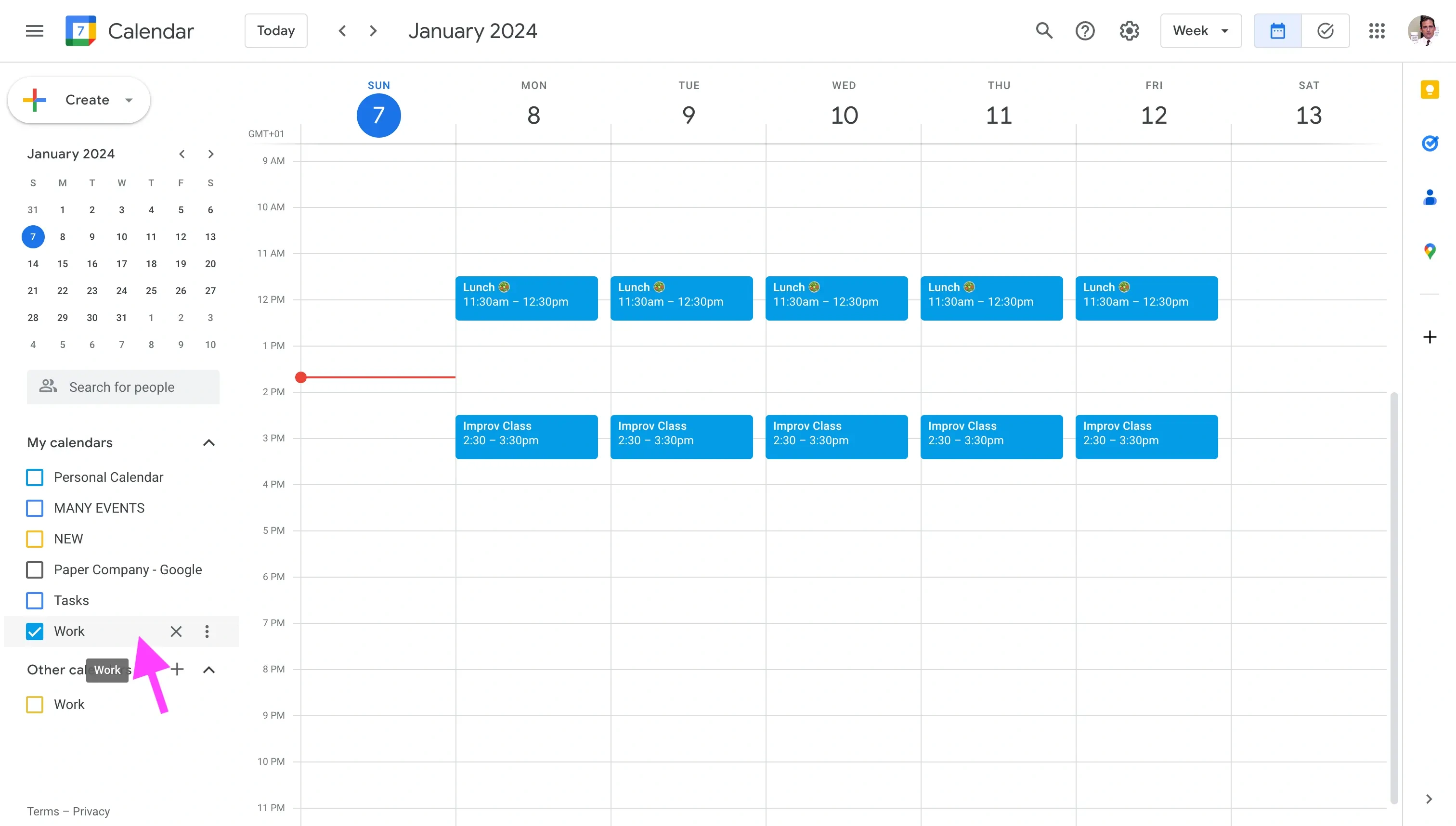Hover over the Google Calendar you want to make private