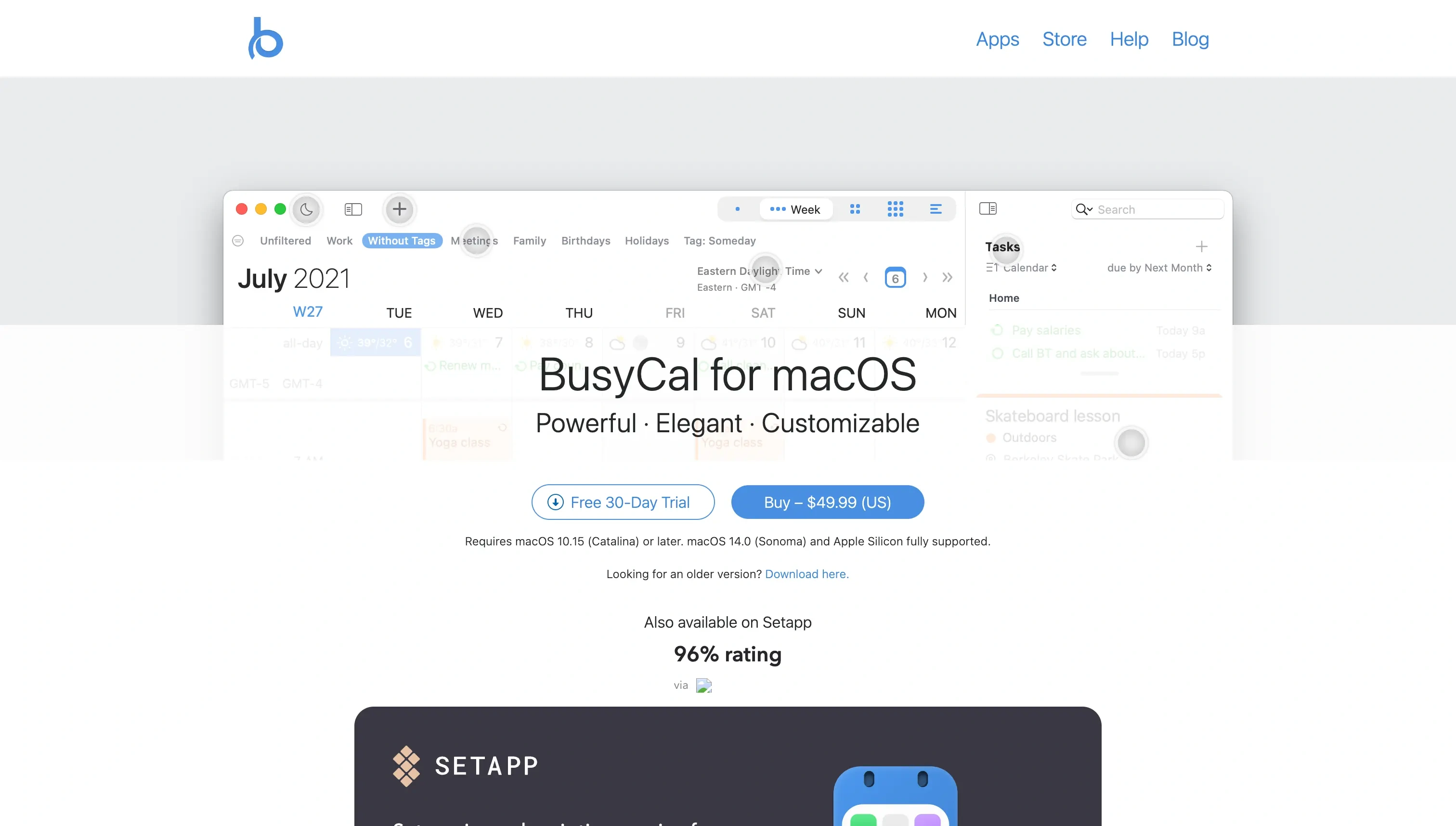 The BusyCal Landing Page
