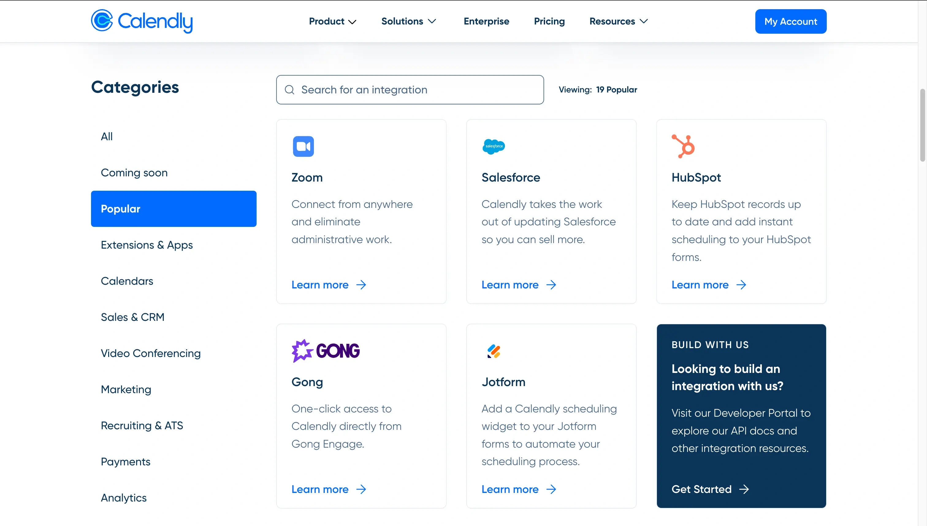 Calendly Integrations Page
