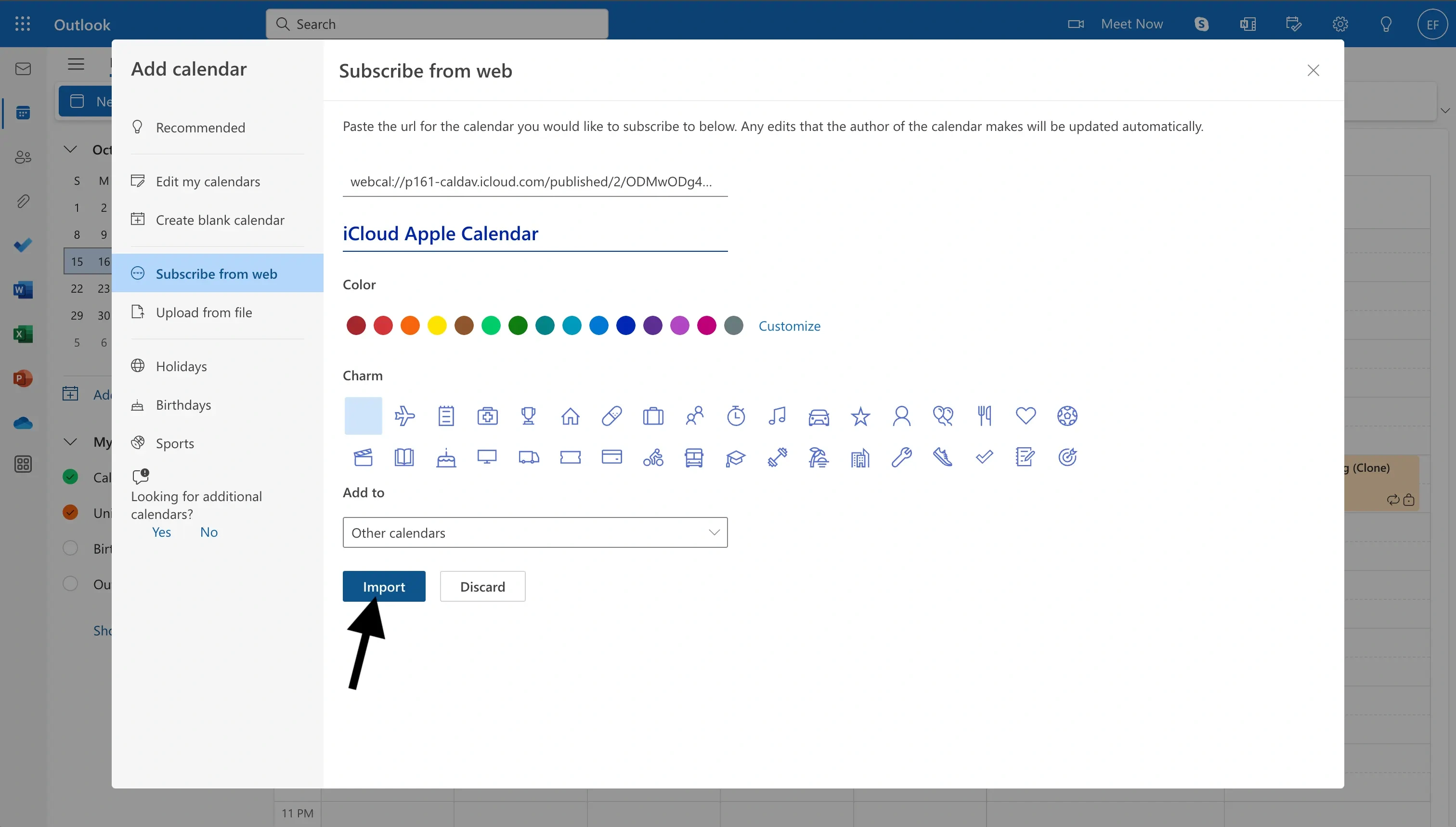 Outlook - Click Import