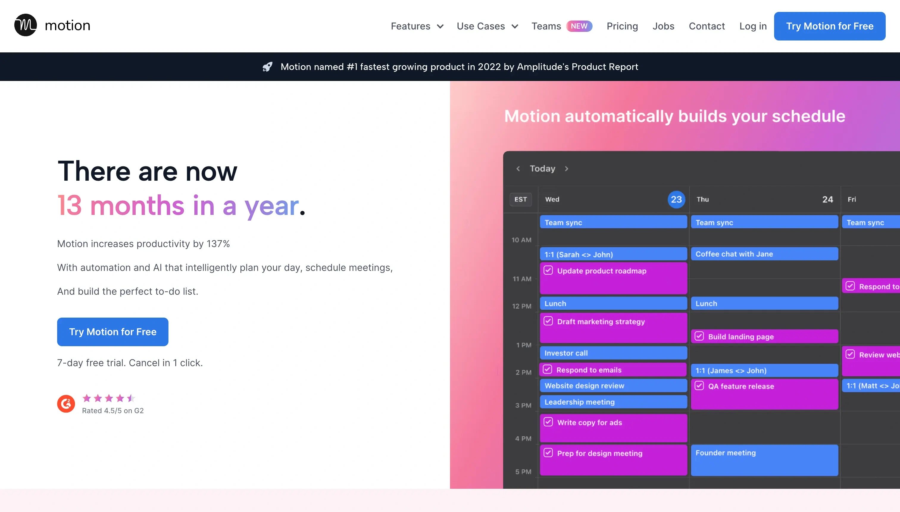 Motion Landing Page Screenshot