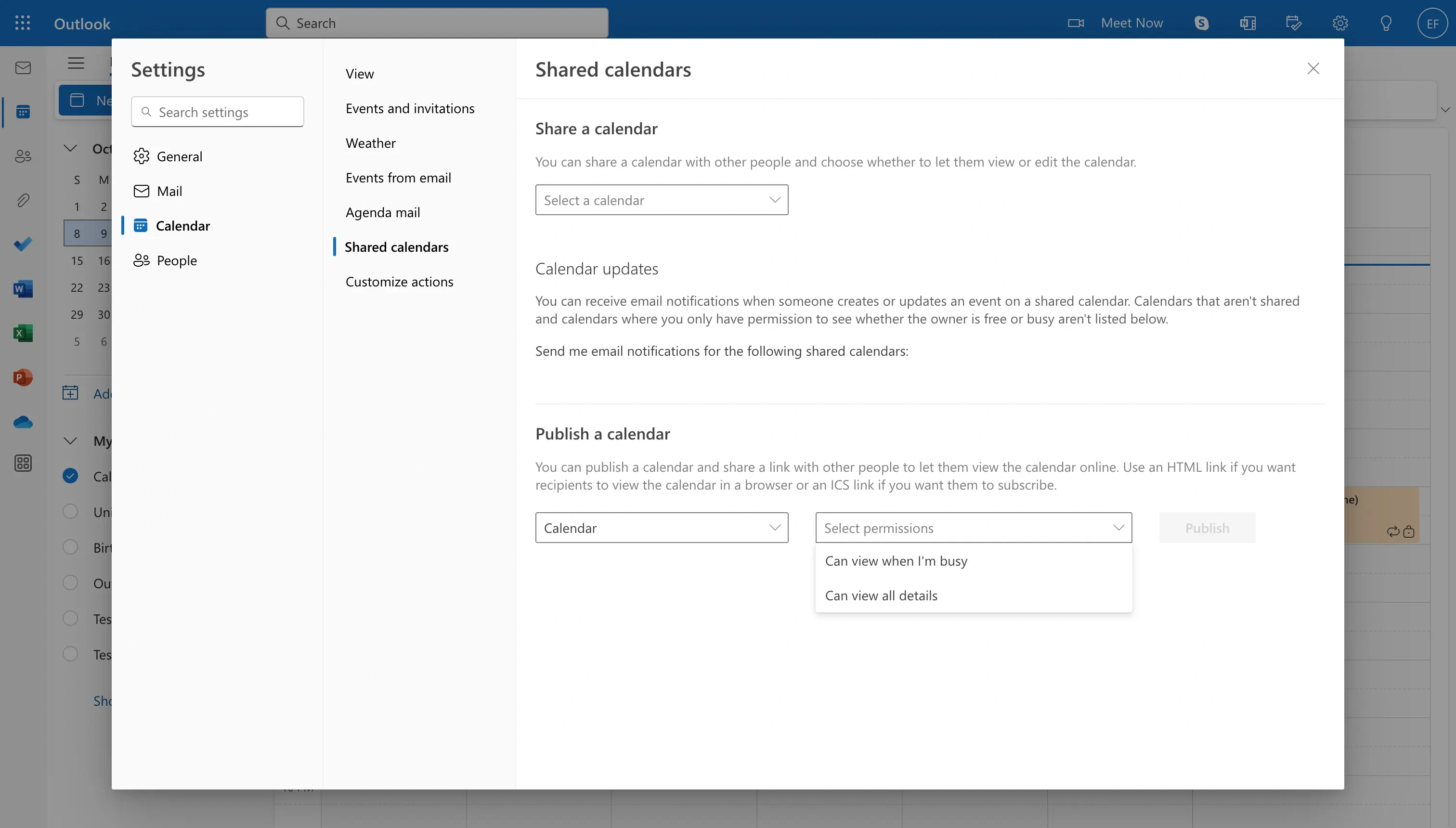 Outlook - Publishing Permissions