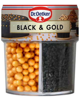 Picture - Dr. Oetker Black & Gold sort krymmel som vandmelonens kerner.