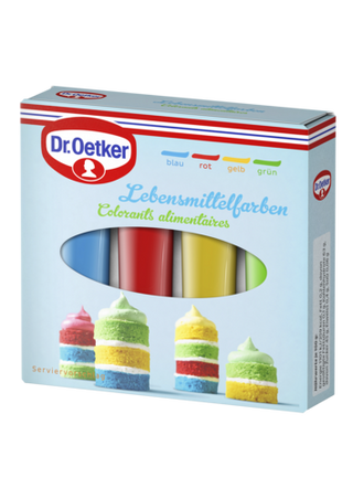 Picture - de Colorants alimentaires en vert, jaune, rouge et bleu Dr. Oetker (vert, jaune, rouge et bleu)